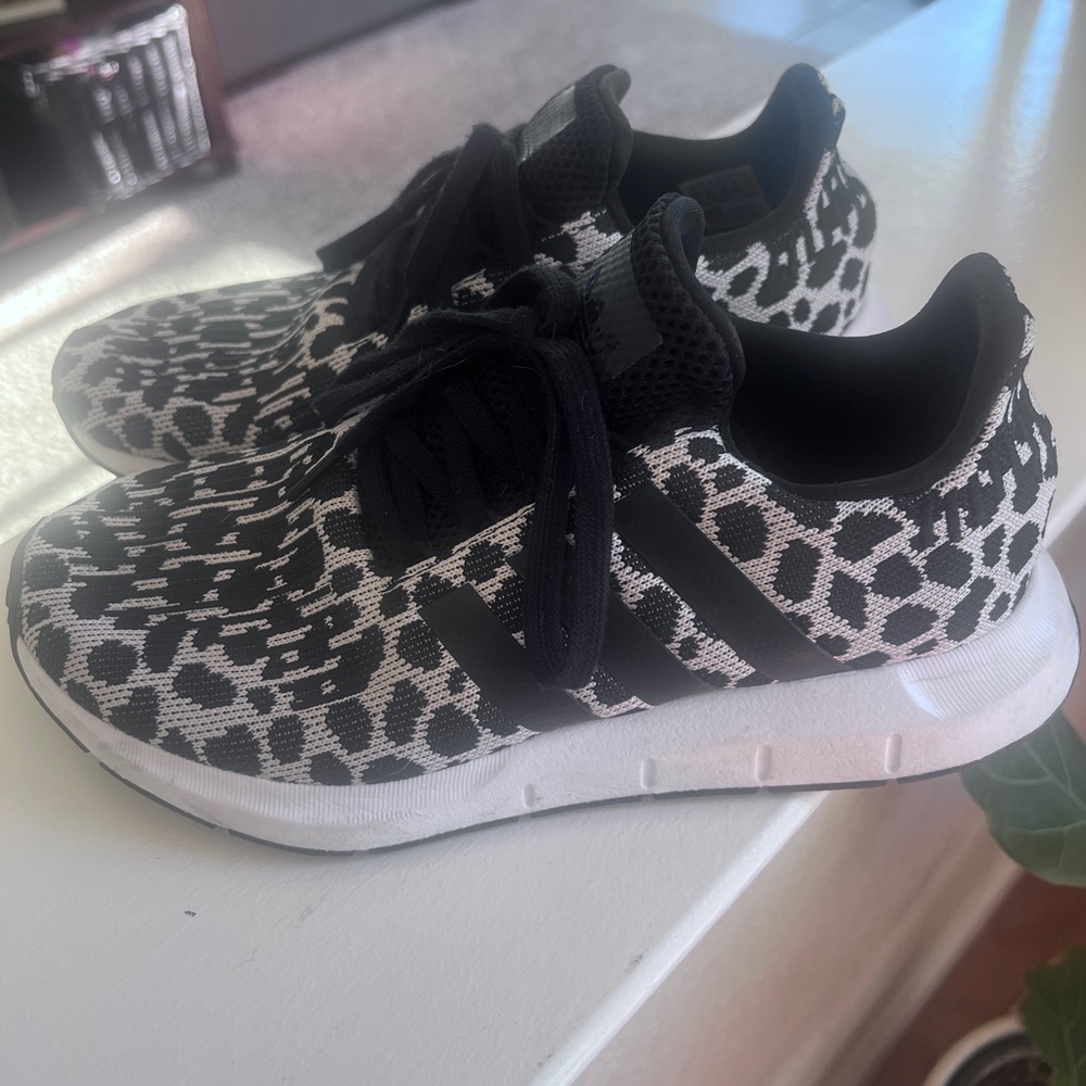 Adidas Black and White Animal Print Sneakers